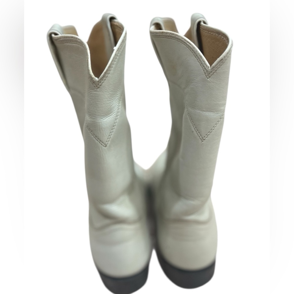 Justin Boots cream Roper Pull On Cowboy Boots Size 6 L3713 vintage 90’s - Picture 4 of 9